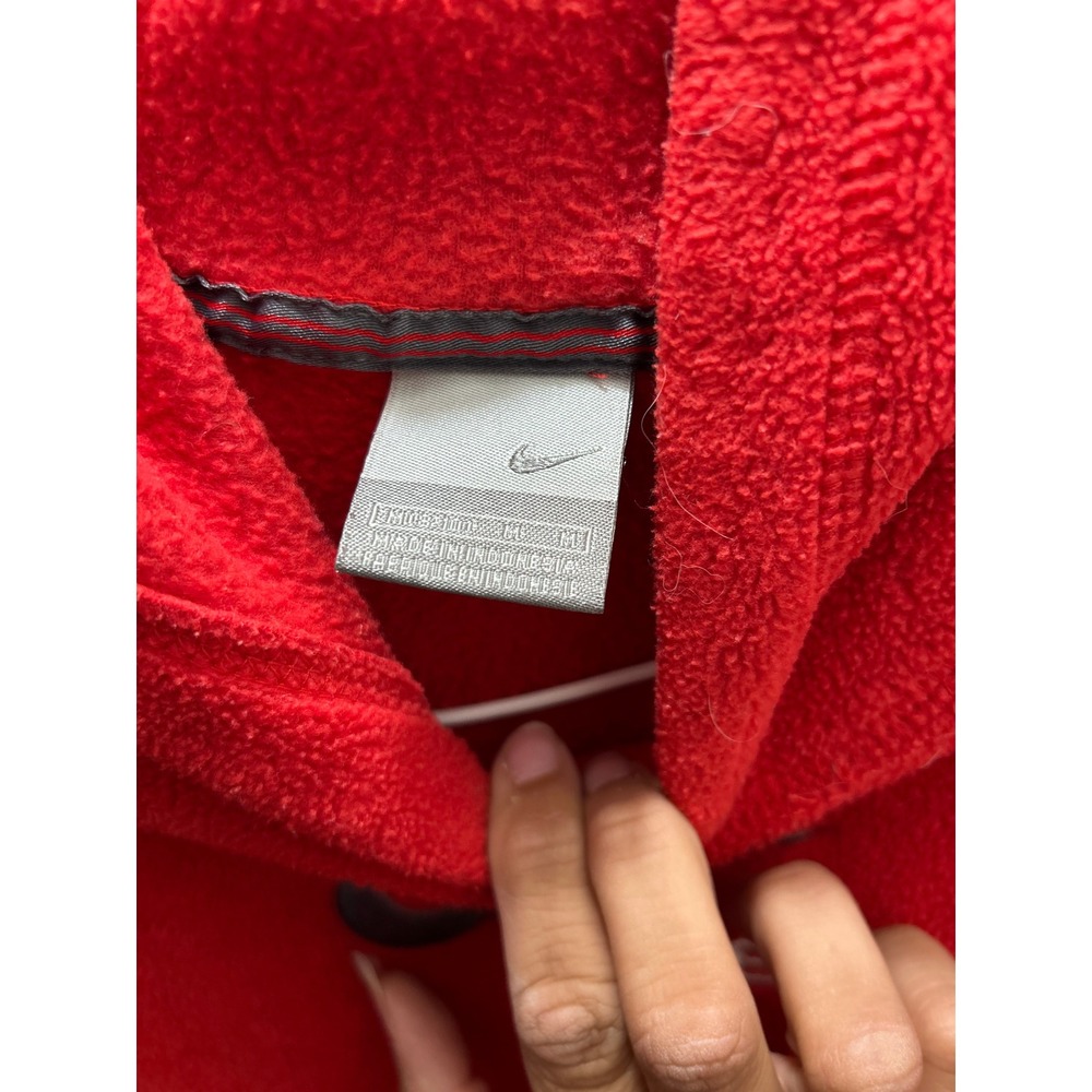 Vintage Nike Red Fleece Pullover Hoodie Embroidered Swoosh Logo Youth Medium - Picture 3 of 7